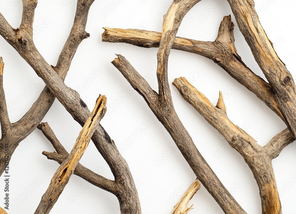 Fototapeta premium Dried tree branches against a white background, high-definition photography. --ar 128:93 --v 6.1 Job ID: dc965800-eb58-49e1-be46-99fe52921499