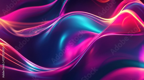 Wallpaper Mural Neon color abstract waves background. Futuristic blue, pink, purple curve lines backdrop. Luxury colorful swirl pattern. Elegant modern design element Torontodigital.ca