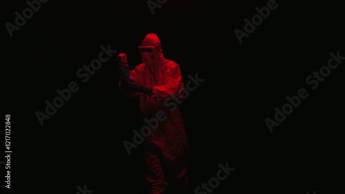 Scientist in PPE holding thermal camera