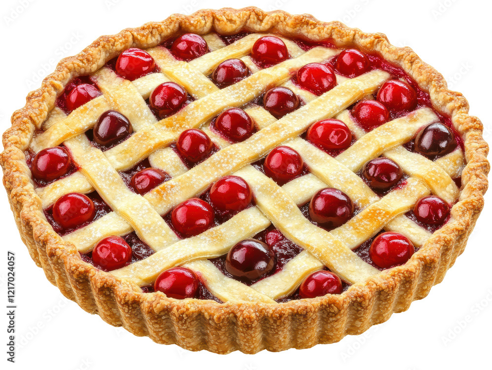 Isolated Cherry Pie with Lattice Crust Isolated Cherry Pie with Lattice Crust
