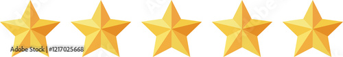 Five stars icon Vector. Five stars customer product rating review 3D icon for apps and websites