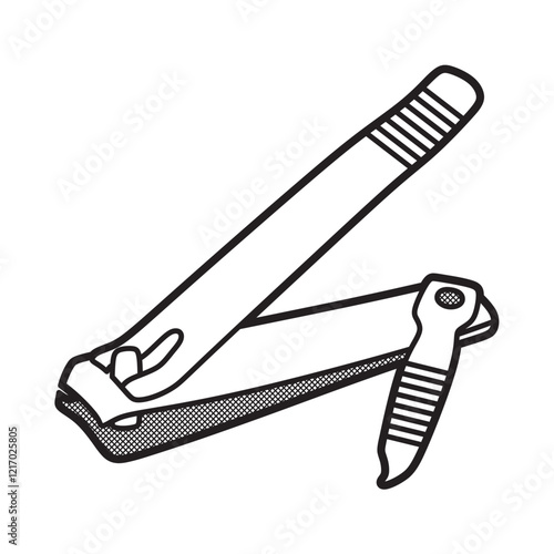 vector image, black and white nail clippers lever raised