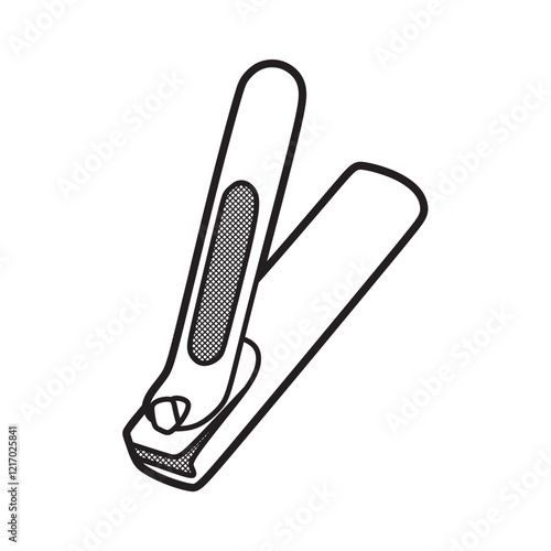 vector image, black and white open nail clippers