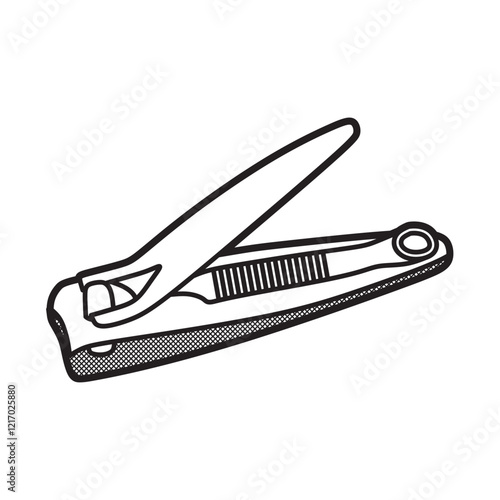 vector image, black and white serrated nail clippers