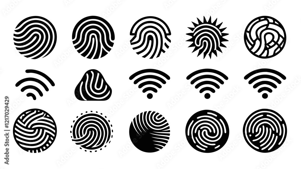 Fingerprint Patterns Isolated on White Background Fingerprint Patterns Isolated on White Background