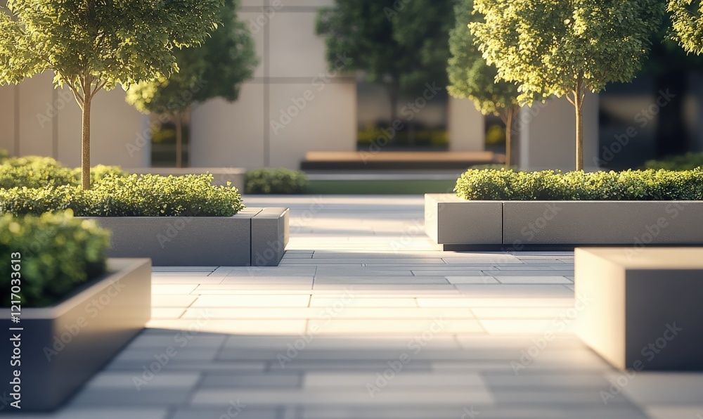 Stone flower beds and pedestrian paths in urban parks Stone flower beds and pedestrian paths in urban parks