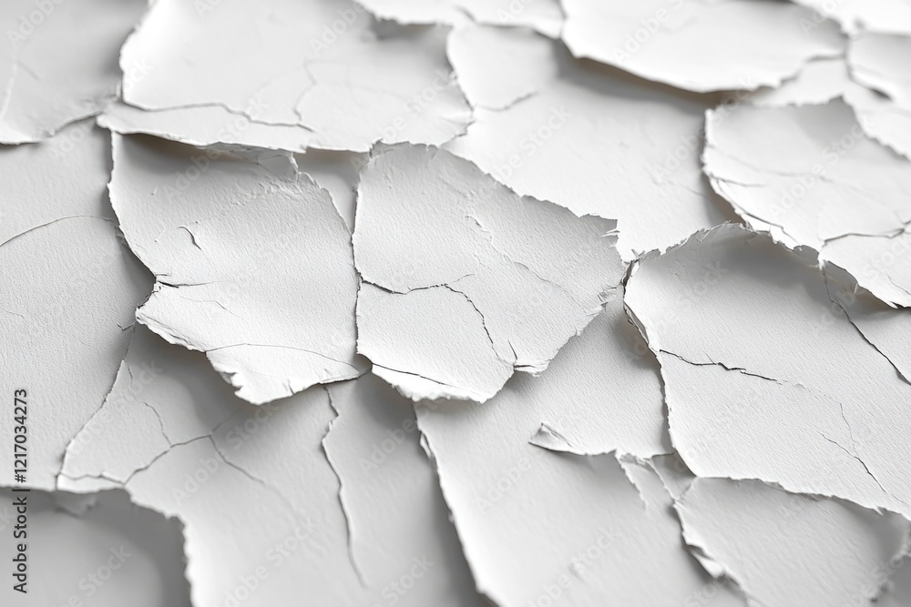 Close-up shot of a white wall with cracks and imperfections, suitable for use in architectural or design contexts Close-up shot of a white wall with cracks and imperfections, suitable for use in architectural or design contexts