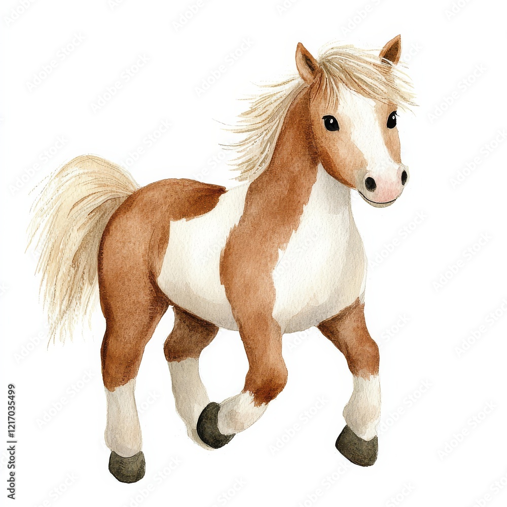 Obraz premium Charming watercolor artwork highlighting the bond between a child and a horse.