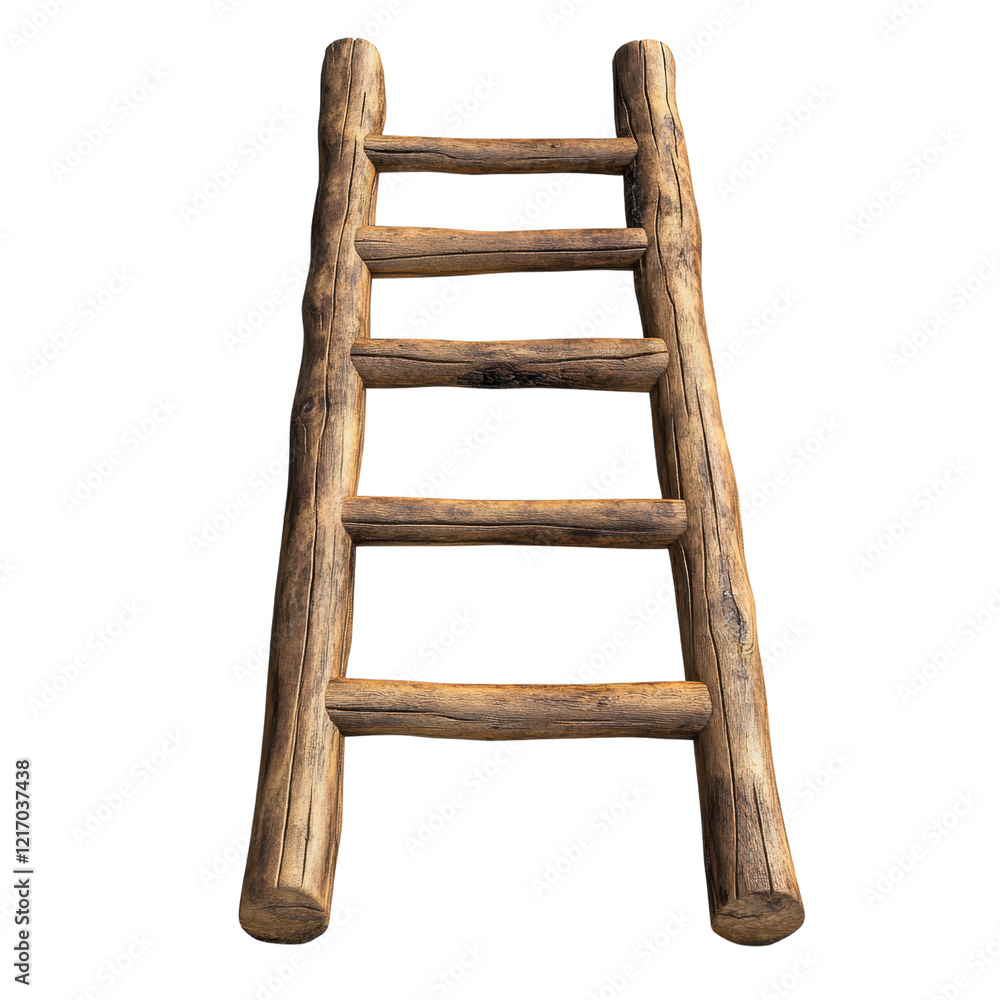 Rustic Wooden Ladder for Home or Garden Use on white background Rustic Wooden Ladder for Home or Garden Use on white background