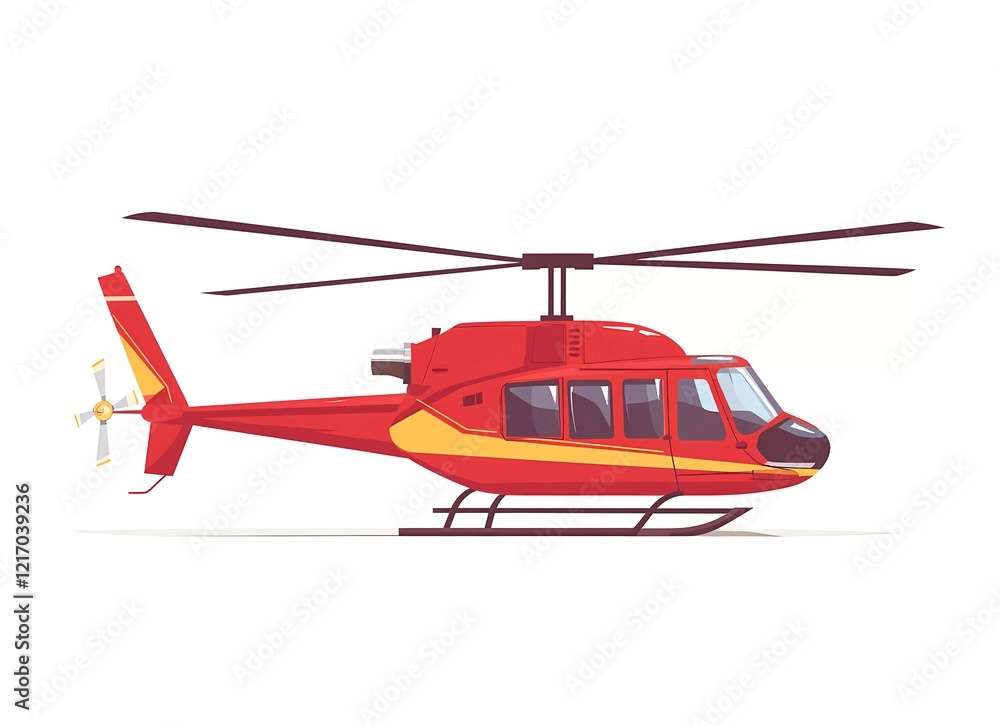 flat vector illustration of red helicopter, simple design, white background, side view, flat colors, simple lines, logo style, bold outlines, no shadows, no gradients, simple shapes, no details on the flat vector illustration of red helicopter, simple design, white background, side view, flat colors, simple lines, logo style, bold outlines, no shadows, no gradients, simple shapes, no details on the