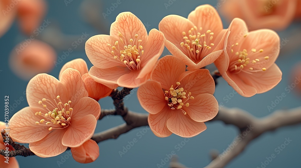 Delicate Peach Blossoms Blooming On A Branch