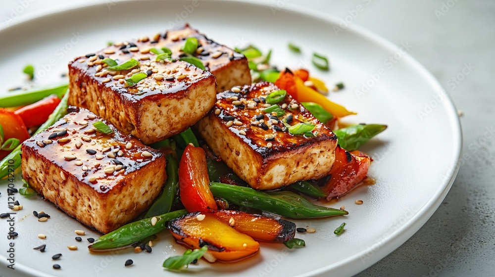 Deliciously Plated Tofu and Colorful Vegetables Creating a Healthy and Inviting Culinary Experience Deliciously Plated Tofu and Colorful Vegetables Creating a Healthy and Inviting Culinary Experience