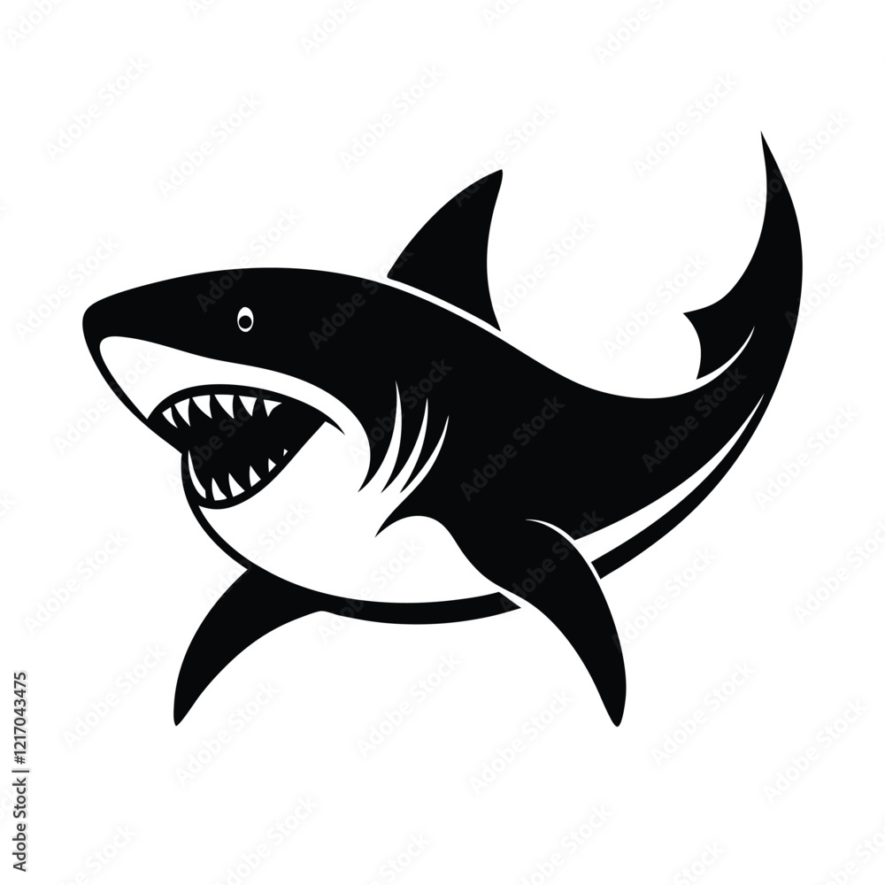 Fototapeta premium shark vector image illustration and artwork silhouette on white background
