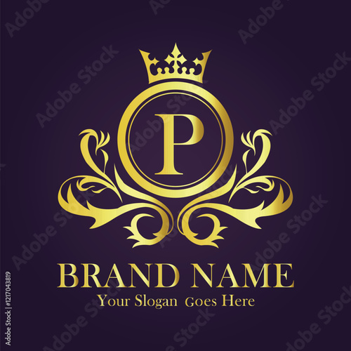 Luxury Gold Monogram Logo Letter P