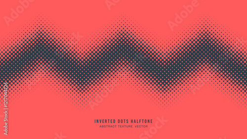 Inverted Dots Halftone Pattern Seamless Zigzag Border Vector Red Black Abstract Background. Half Tone Graphic Loopable Zig Zag Line Abstraction Faded Texture. Retro Styled Dotted Art Illustration