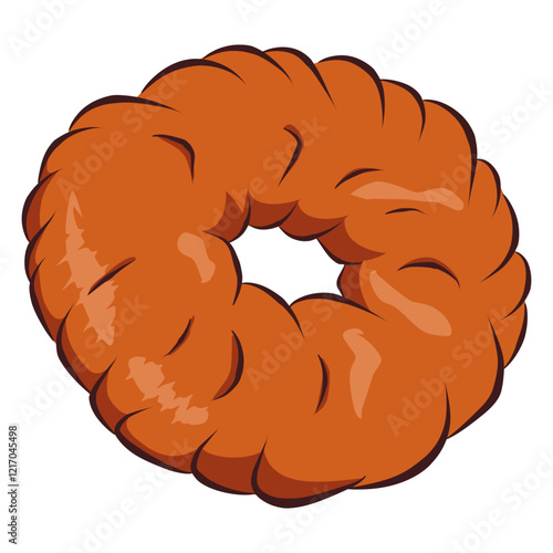 Ali agrem. Indonesia traditional snack from Bandung, west java. Ring shape like doughnut. Flat vector. Colored HD illustration SVG format vector graphic, editable 5 colors