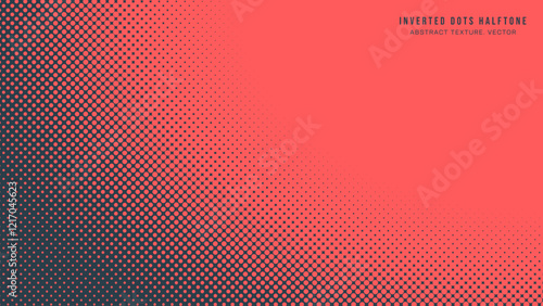 Inverted Dots Halftone Offset Print Pattern Round Border Vector Red Black Abstract Background. Retro Style Design Wallpaper Dotted Art Illustration. Half Tone Graphic Abstraction Faded Subtle Texture