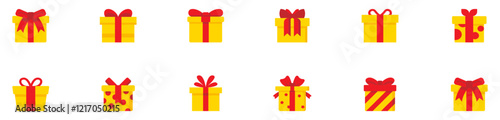 Gift box icon set. Gift box for the holiday. Abstract Gift Boxes Collection Set logo Vector Design Icons Symbol Illustration. Vector Illustration. Vector Graphic. EPS 10 