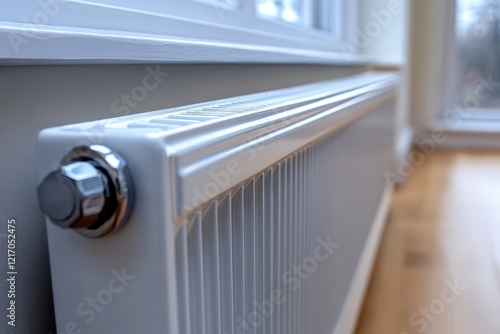 Wallpaper Mural Modern White Metal Heating Radiator in Interior Space with Natural Light, Efficient Design for Home Heating Needs, Comfort and Style Combined Torontodigital.ca