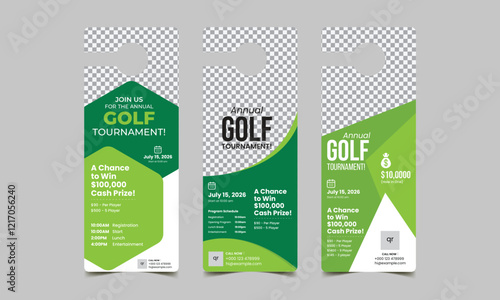 golf door hanger design template. golf tournament sports leaflet design.