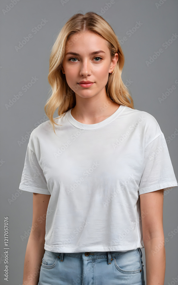 a woman wearing a white t - shirt and jeans a woman wearing a white t - shirt and jeans
