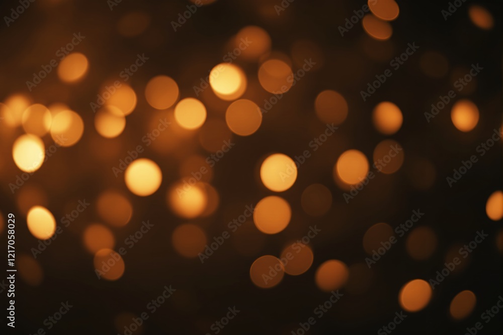 Obraz premium Abstract golden bokeh lights on a dark background creating a warm glowing effect.
