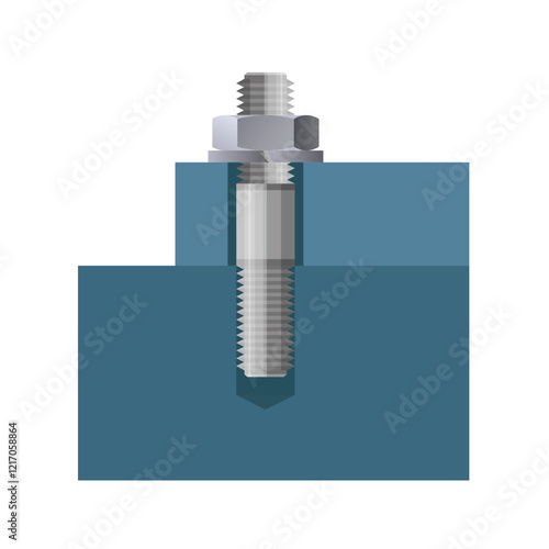 Flange connection with stud bolt vector image