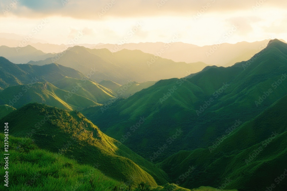 Obraz premium A scenic view of a mountain range from a distance, suitable for use in travel or outdoor adventure imagery