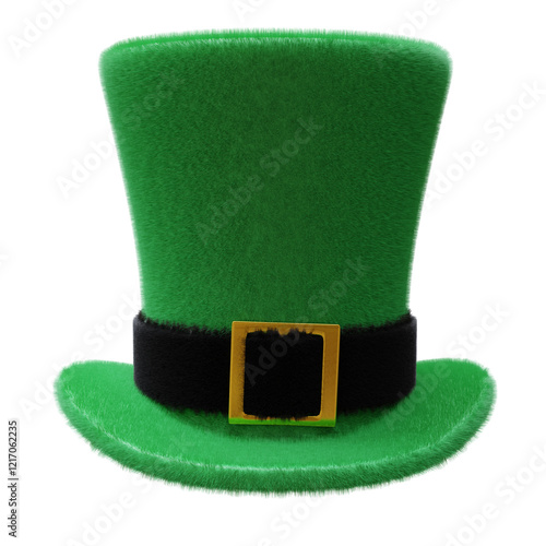 Saint Patrick Day leprechaun green hat isolated on white, transparent. St Patrick celebration