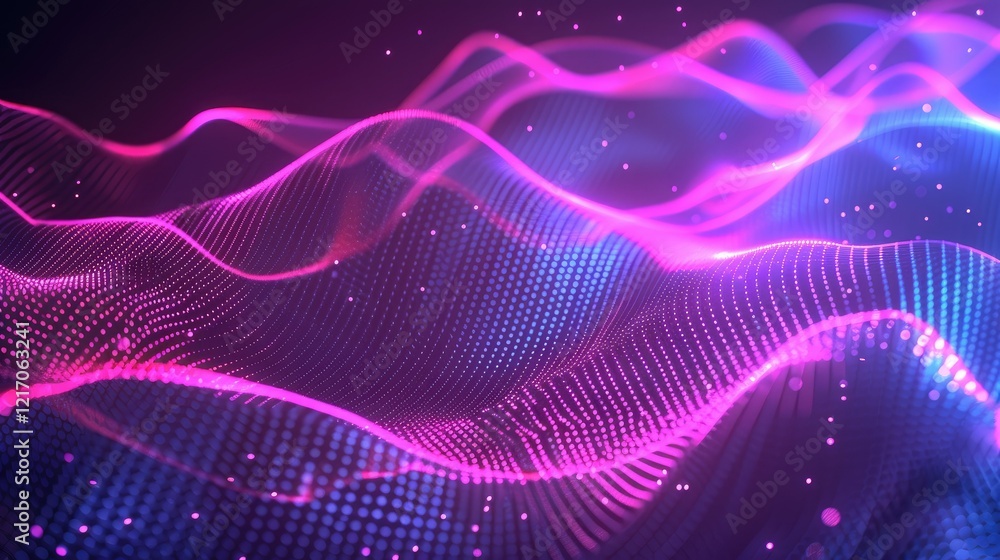 Abstract waves of light in vibrant colors create a digital, futuristic atmosphere. Abstract waves of light in vibrant colors create a digital, futuristic atmosphere.