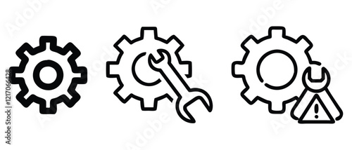Gear and Wrench Icons Representing Maintenance and Technical Settings