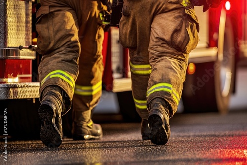 Wallpaper Mural A firefighter is seen walking towards a fire truck in this image Torontodigital.ca