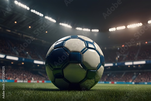 a soccer field with a soccer ball on it