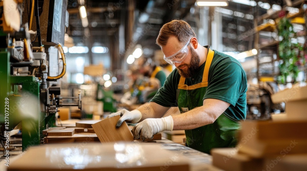 Skilled Worker Operating Metalworking Machine in Industrial Factory Workshop Skilled Worker Operating Metalworking Machine in Industrial Factory Workshop