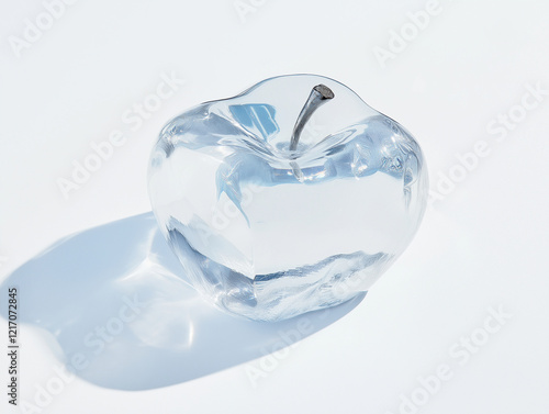 Clear glass apple figurine minimalist style reflective surface pure simple elegant photo