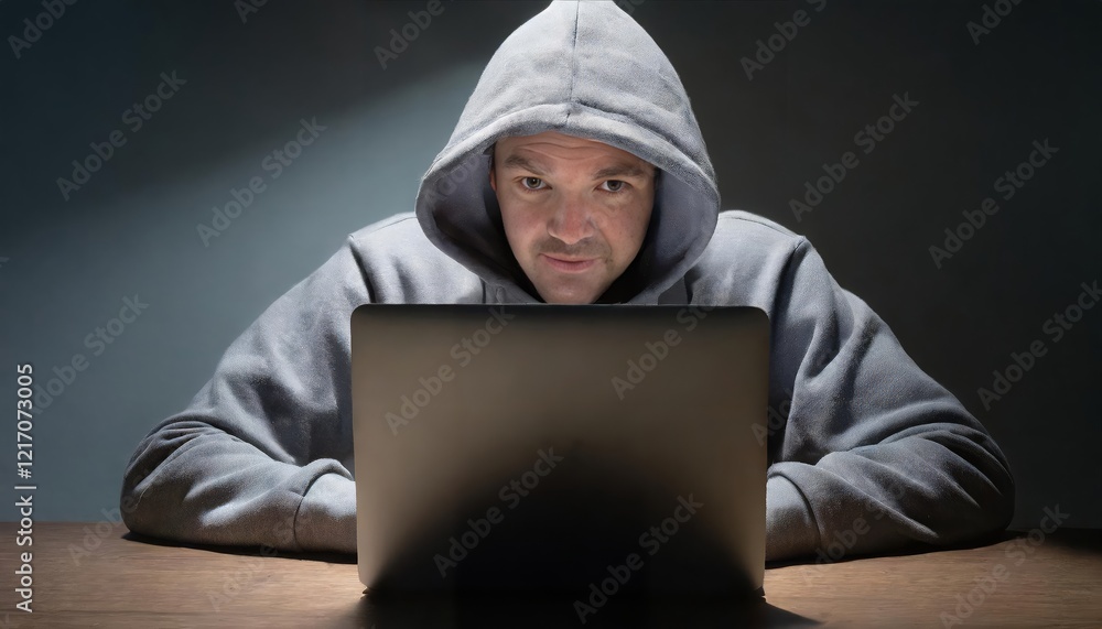 Close-up of a hacker behind a laptop Close-up of a hacker behind a laptop