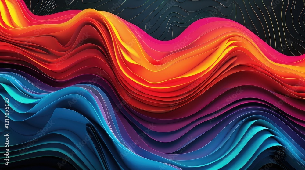Abstract waves of vibrant colors creating a dynamic visual flow. Abstract waves of vibrant colors creating a dynamic visual flow.