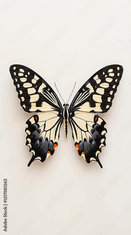 Elegant Swallowtail Butterfly: A detailed close-up of a stunning swallowtail butterfly, showcasing its intricate black, yellow, and orange patterns on delicate wings. Elegant Swallowtail Butterfly: A detailed close-up of a stunning swallowtail butterfly, showcasing its intricate black, yellow, and orange patterns on delicate wings.