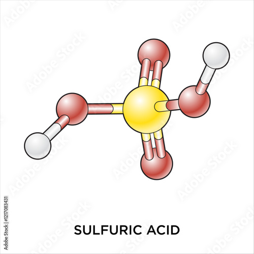 Sulfuric Acid Ball and Stick Molecule