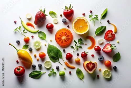Silhouetted Abstract Food Shapes, White Culinary Background, Digital Campaign Image
