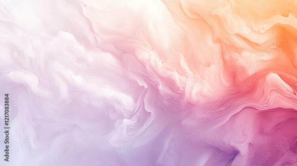 Fototapeta premium A fluid abstract background blends soft shades of pink, orange, and purple, creating a dreamy and ethereal texture.