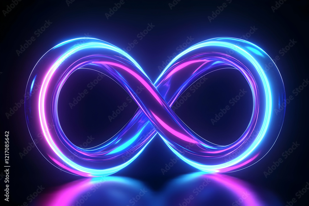 Abstract 3D Neon Rings Intertwined on Black Background Abstract 3D Neon Rings Intertwined on Black Background