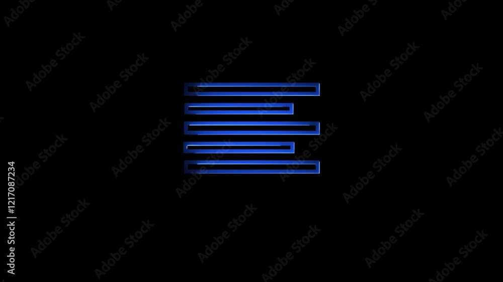Neon glowing align icon with black background. Neon glowing align icon with black background.
