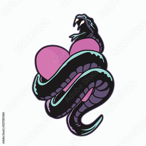 Foto Vector image of a snake with a heart