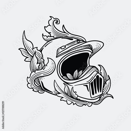 Wallpaper Mural Viking helmet with floral ornament
 Torontodigital.ca