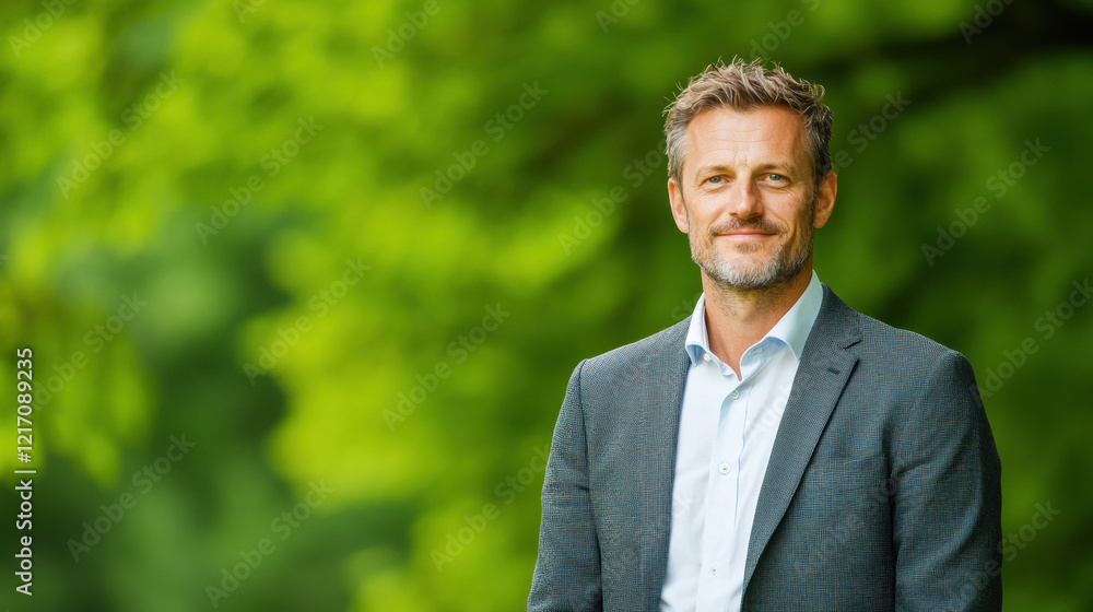 Confident Man in Suit Against Green Background Confident Man in Suit Against Green Background