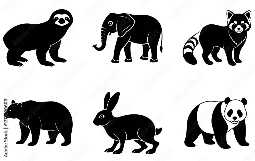 Fototapeta premium set of animals silhouettes