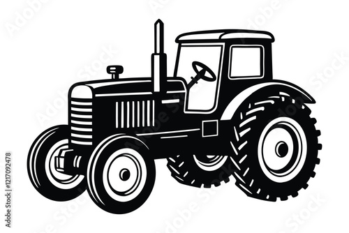 Vintage tractor silhouette art illustration.eps