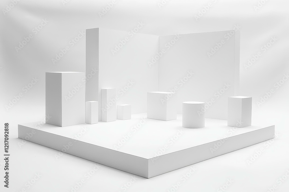 Abstract White Geometric Shapes Display Abstract White Geometric Shapes Display