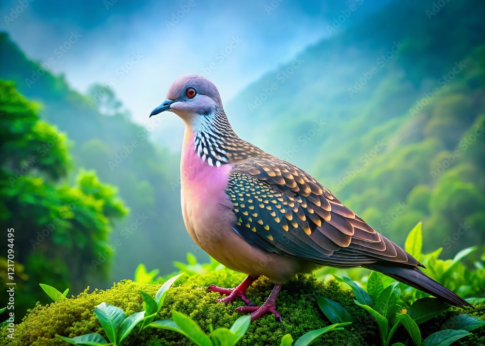 Obraz premium Spotted Dove Western Ghats Closeup Double Exposure Portrait - Wildlife Photography